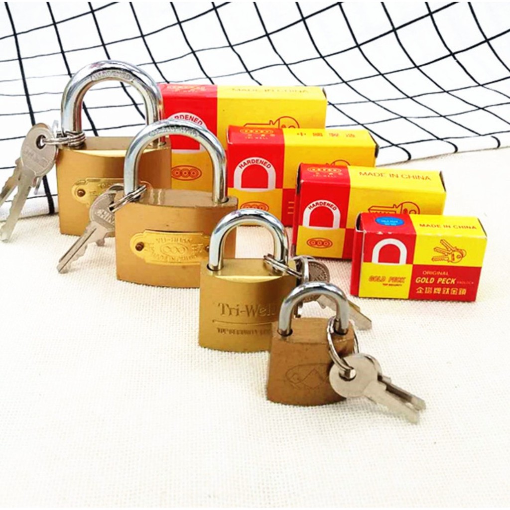 Brass Padlock Heavy Duty Security Padlock / Mangga Kunci Gold/ Door ...