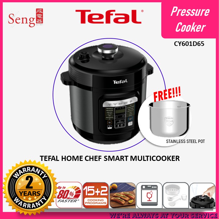 Tefal Home Chef Smart Multicooker (Pressure Cooker) with Inner Pot, CY601D+XA622D