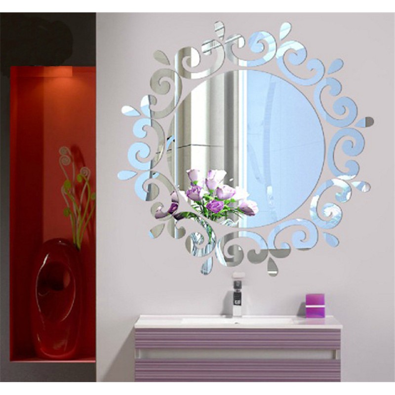 Mirror Self Adhesive Mirror cermin Bathroom Mirrors Reflective Bedroom
