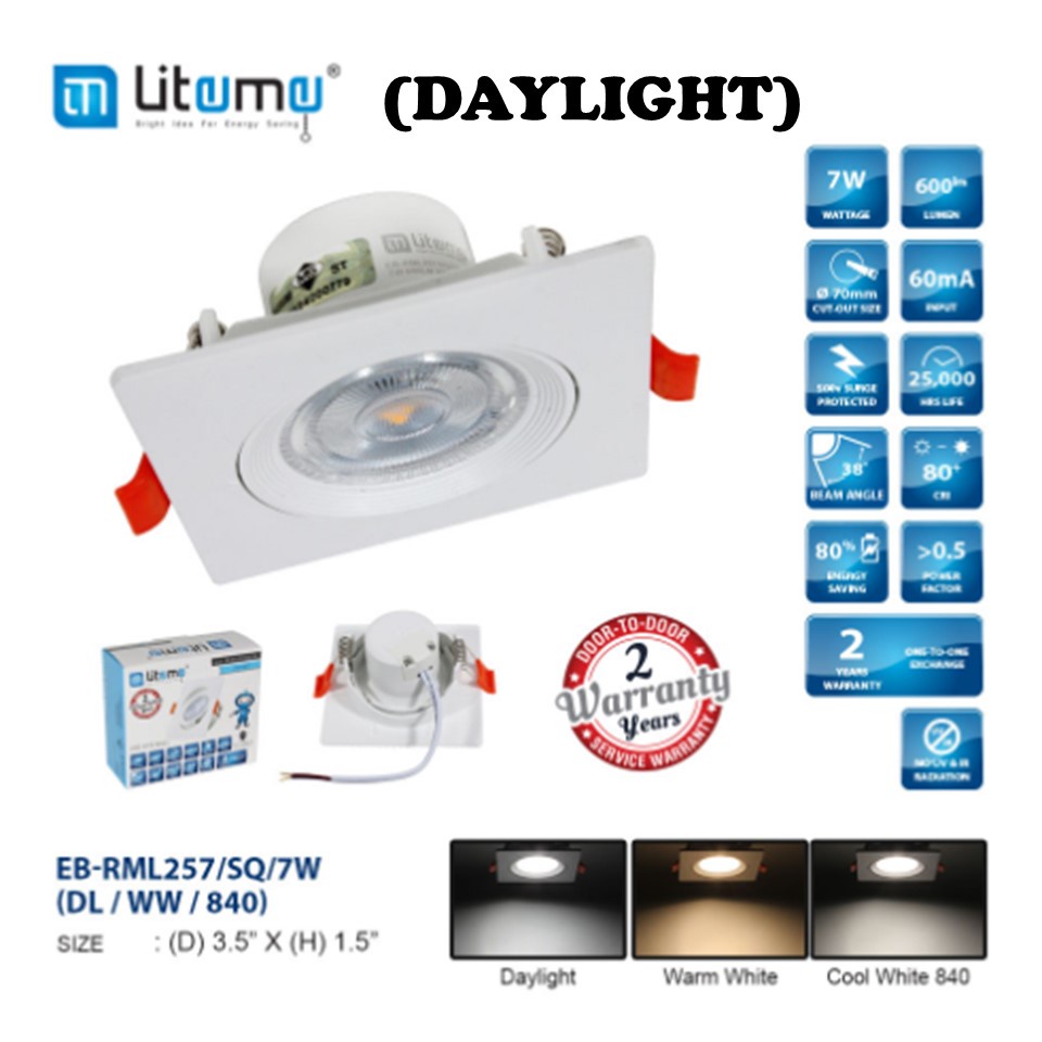 (LITEME DOWNLIGHT LED EYE BALL) READYSTOCK DAYLIGHT 7W 60mA INPUT 80% ...