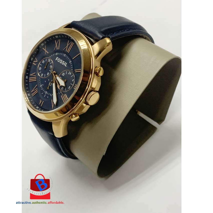 Fossil FS4835IE Grant Chronograph Navy Leather Watch Shopee Malaysia