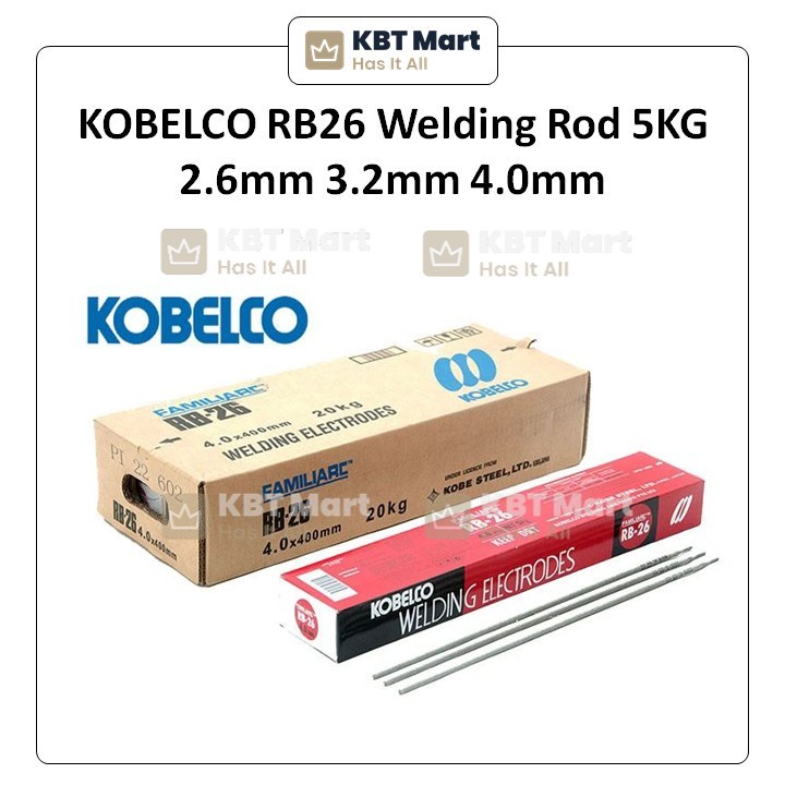KOBELCO RB26 Welding Rod 5KG 2.6mm 3.2mm 4.0mm Kobe Weld Electrodes