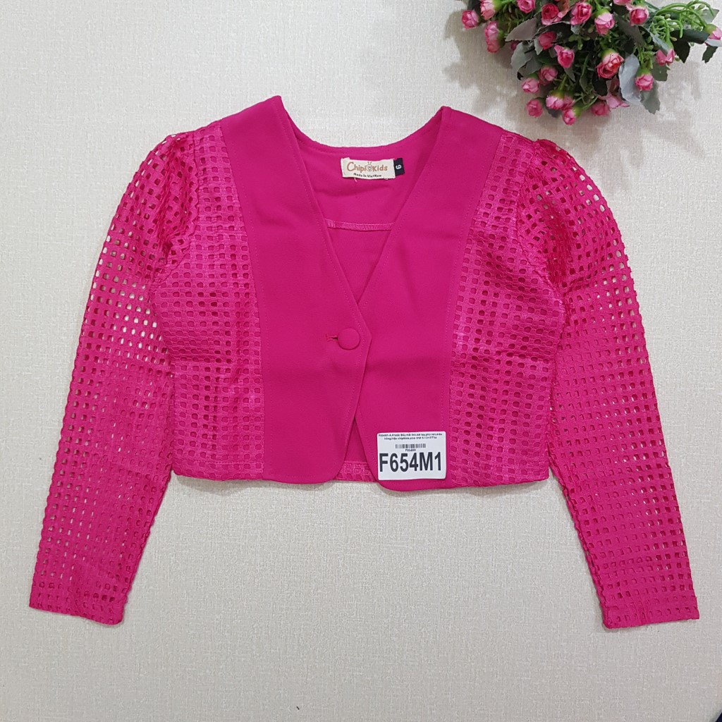 F654m1with Baby Girl Jacket, Raw, LongSleeved, Lace Coating, Pink