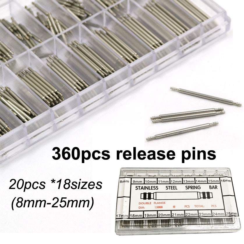 Set of 360PCS Watch Strap Spring Pins Repair Tool Watch Band Spring Bar