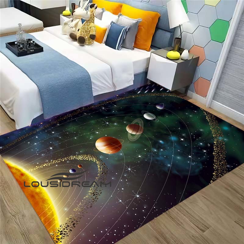 3D Solar System Children's Room Carpet Space Bedroom AntiSlip