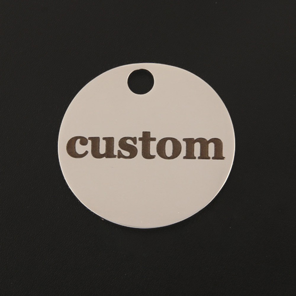 50pcs ID Tag Stainless Steel Free Engraving Round Blank Circle Charms ...