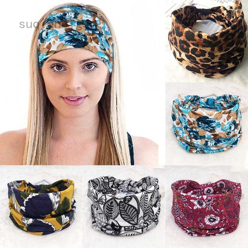 9 Colors Bohemian Women Elastic Stretch Headband Turban Running Wide