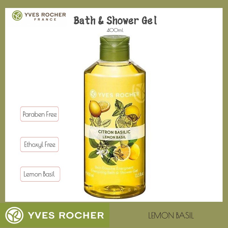 Yves Rocher Energizing Bath Shower Gel Lemon Basil 400ml