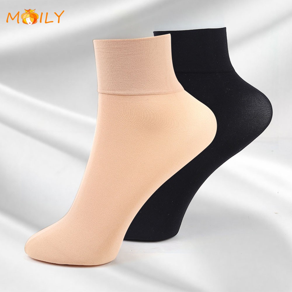 MOILY 5/10Pairs Women Autumn Winter Short Stockings Black/Nude Color Thick  Silk Ankle Socks | Shopee Malaysia