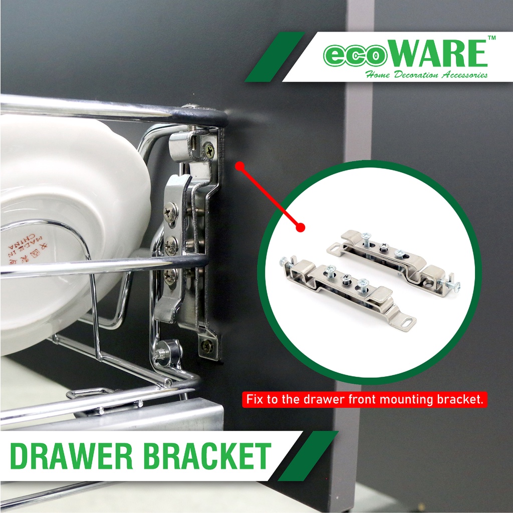 ecoWARE Drawer Bracket 2pcs Bracket For Kitchen Basket Steel Bracket
