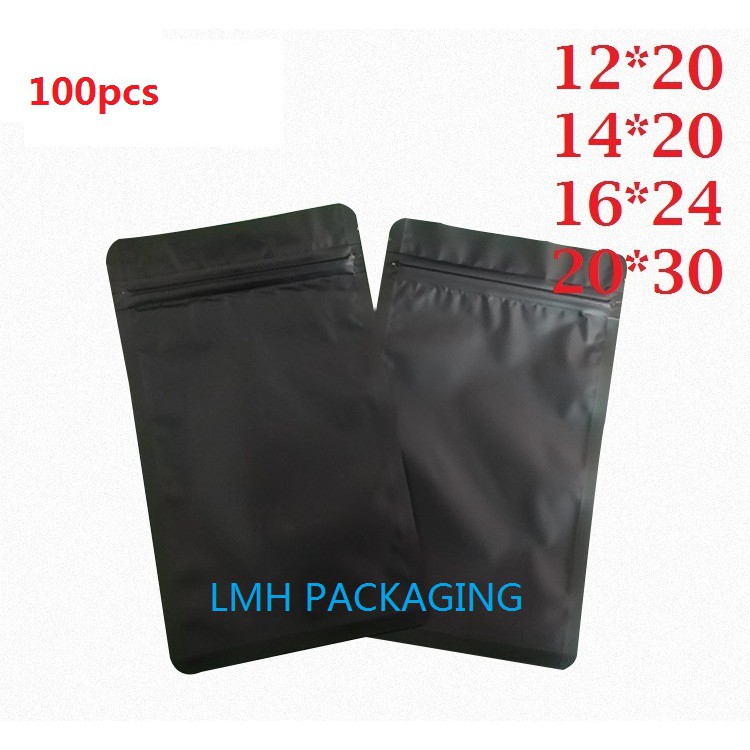 [clearance]50pc FLAT type black matte aluminium foil ziplock bag