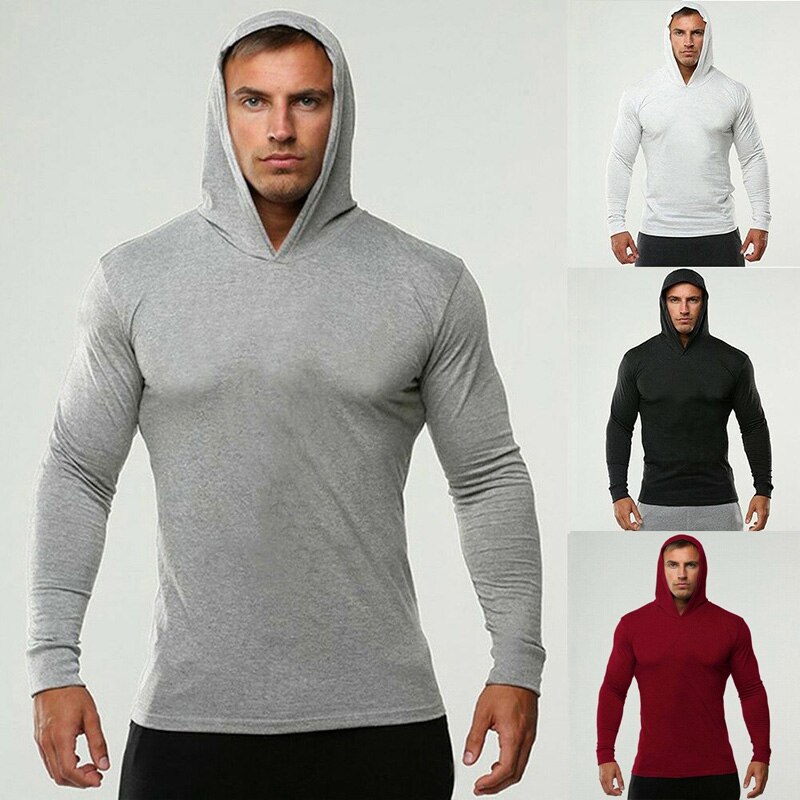 Mens Bodybuilding Hoodies Men Gyms Hooded Long Sleeve T shirt Fitness ...