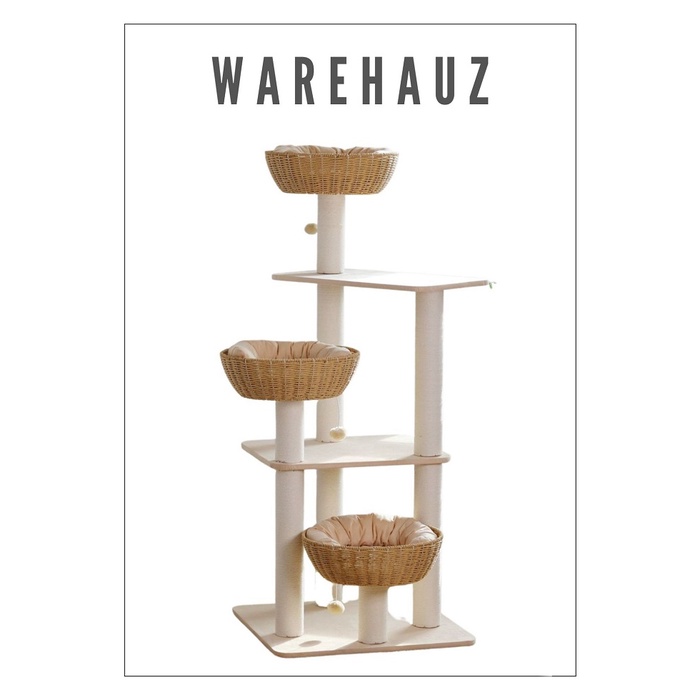 Cattail Weave Series Cat Climbing Post With Three 3 Wide Basket Nap ...
