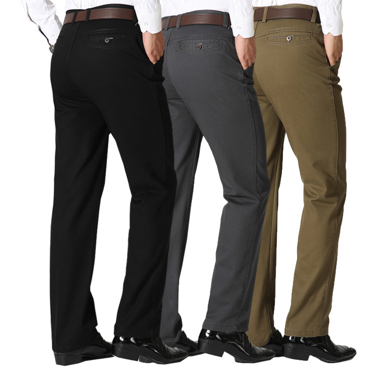 😎🔥100% Cotton Men's Pants Trousers Loose Slacks Seluar Business Long ...