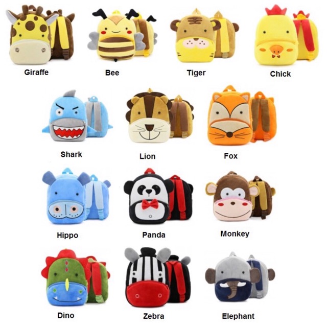 READY STOCK 3D FLUSH ZOO ANIMAL BACKPACK PRESCHOOL BAG KINDERGARTEN