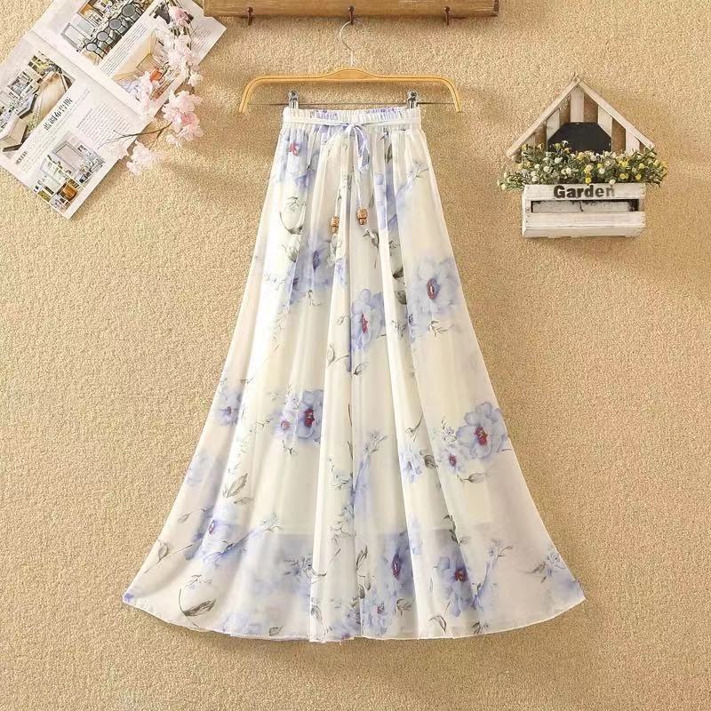 Skirt kembang chiffon floral skirt labuh skirt palas skrit woman long ...