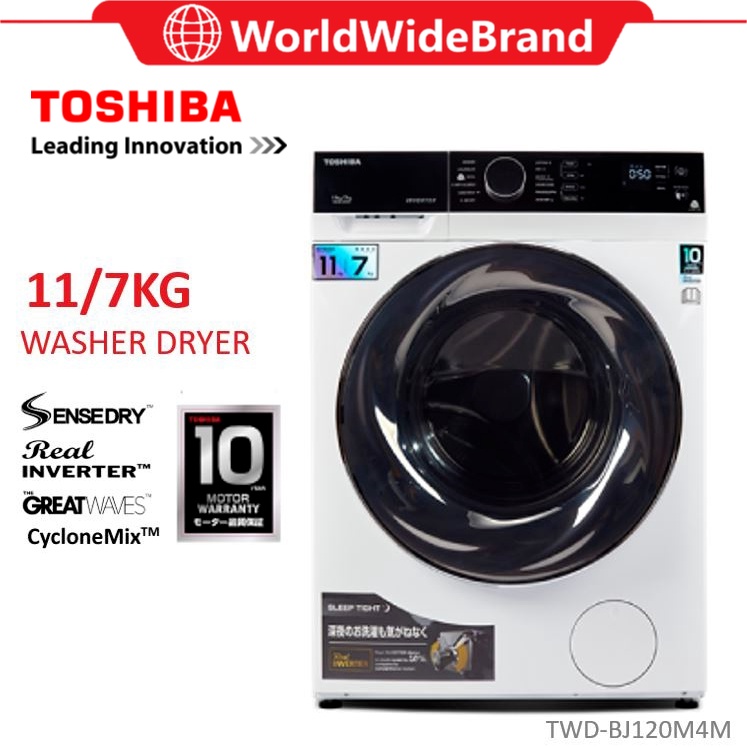 Toshiba Washer Dryer (11KG/7KG) Real Inverter Front Load 2 In 1 Combo