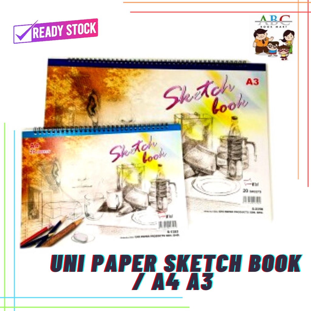 ( READY STOCK ) UNI PAPER SKETCH BOOK A4 A3 BUKU SENI DRAWING BOOK
