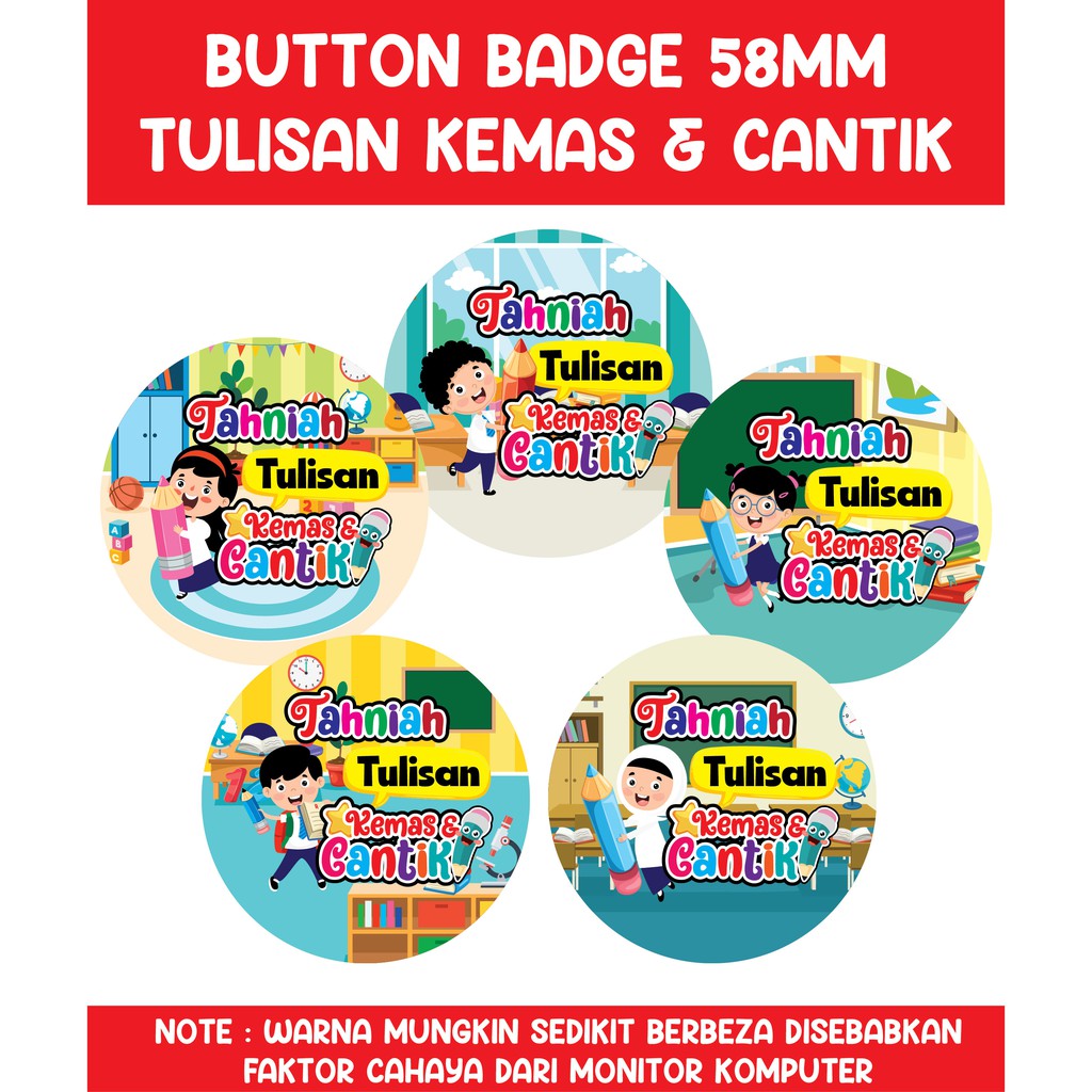 PRE-ORDER - BUTTON BADGE SAFETY PIN - TULISAN KEMAS & CANTIK | Shopee ...