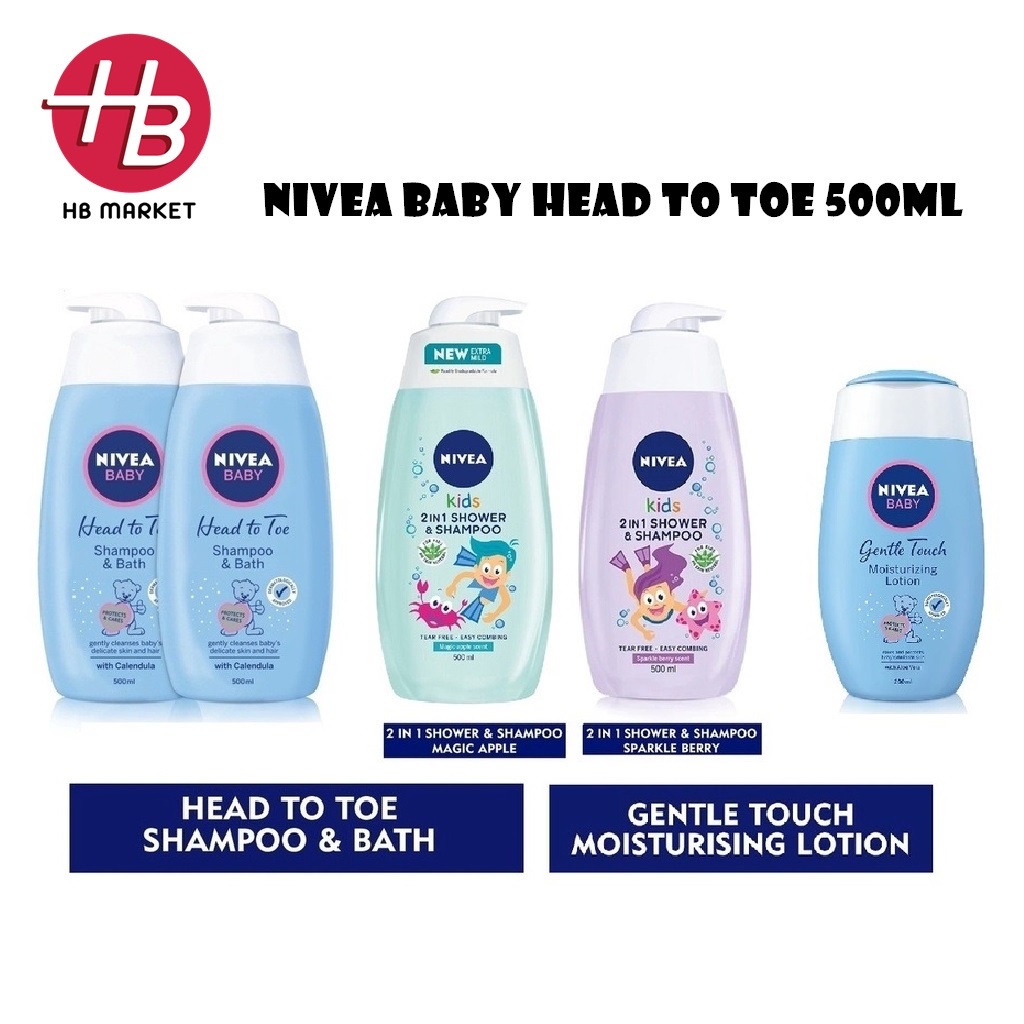 NIVEA Baby Head To Toe Shampoo & Bath 500ml Kids 2 in 1 Shower