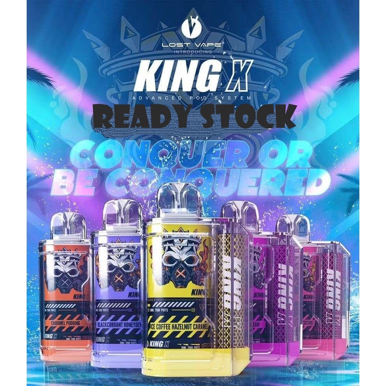 [Murah] Lost Vape King X Disposable 7500 Puff Adjustable airflow / Rechargeable / 18ML Shopee