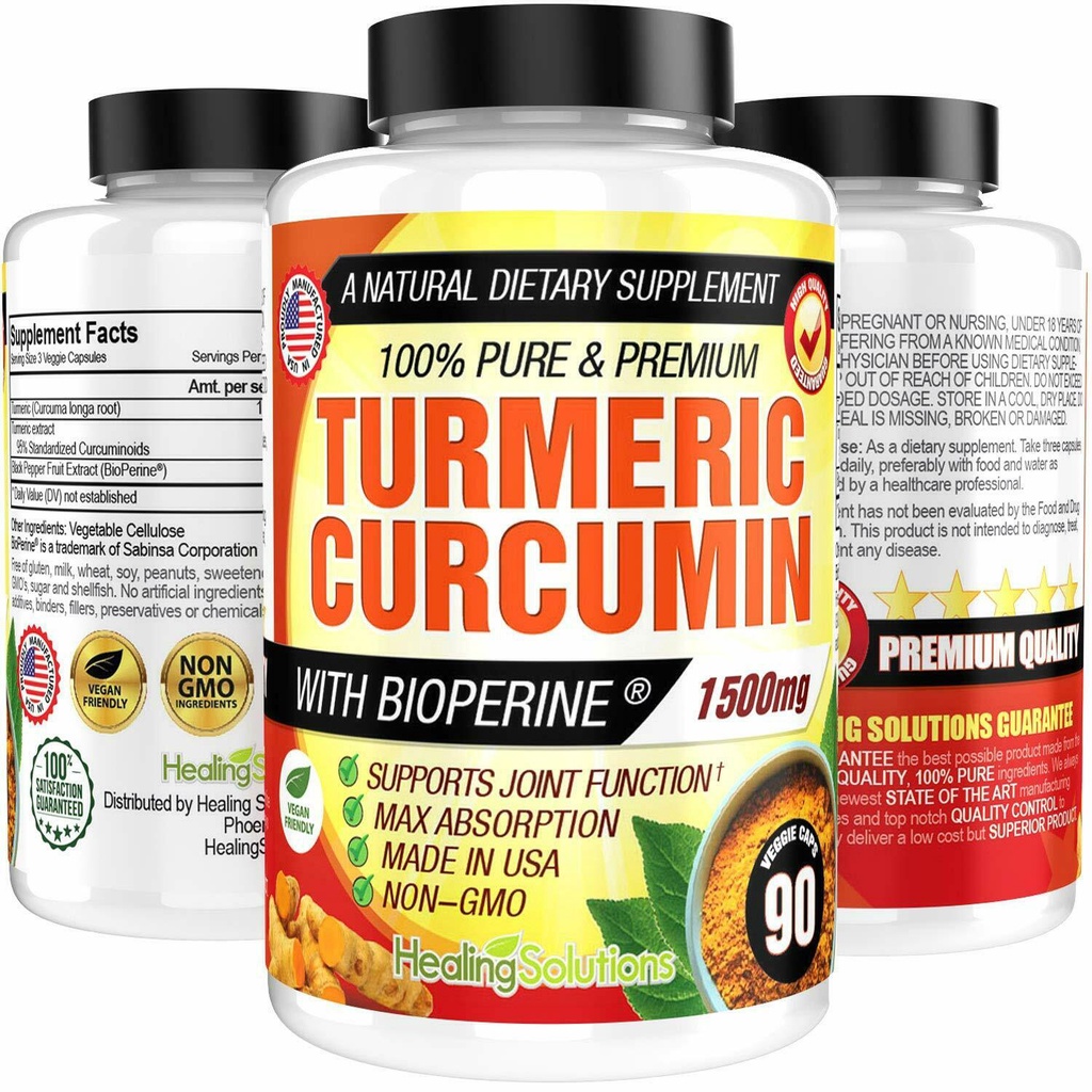 Turmeric Curcumin with Bioperine 1500mg 90 Capsules Maximum Potency