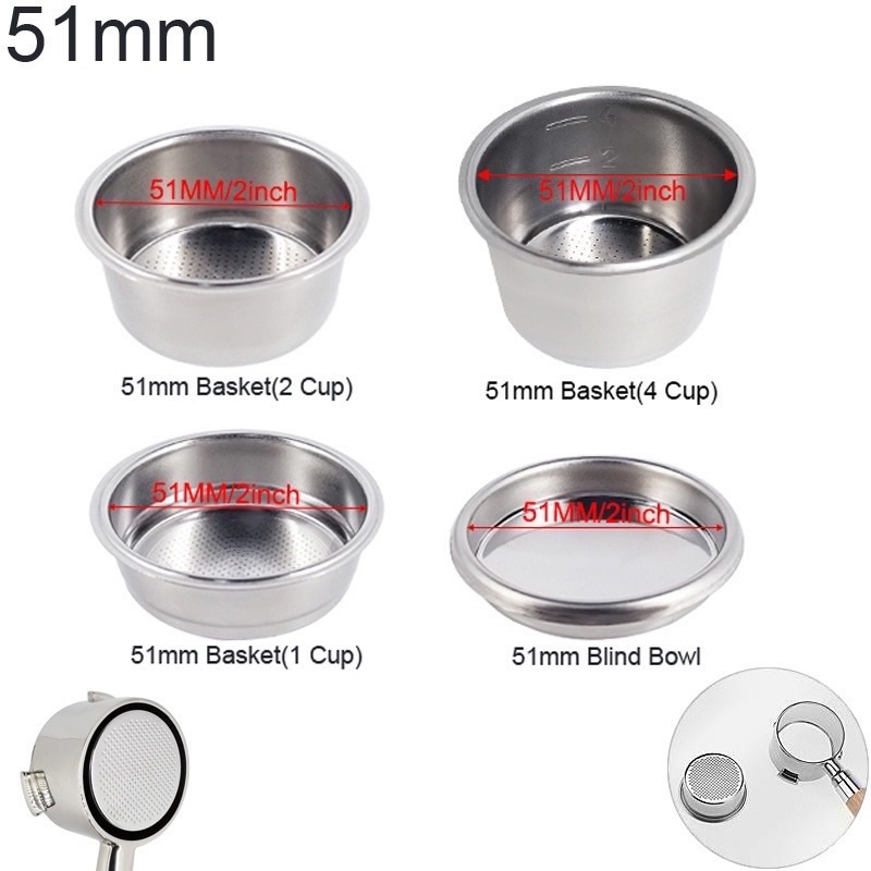 Coffee Filter Cup 51mm Non Pressurized Portafilter Basket For Filter ...