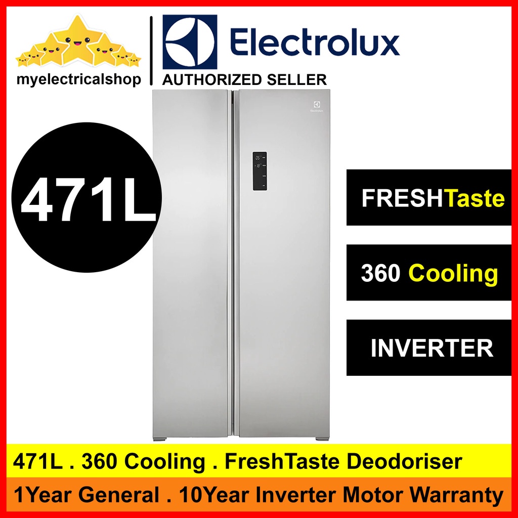 Electrolux Side by Side Fridge ESE5301AGMY 471L Inverter Side by Side