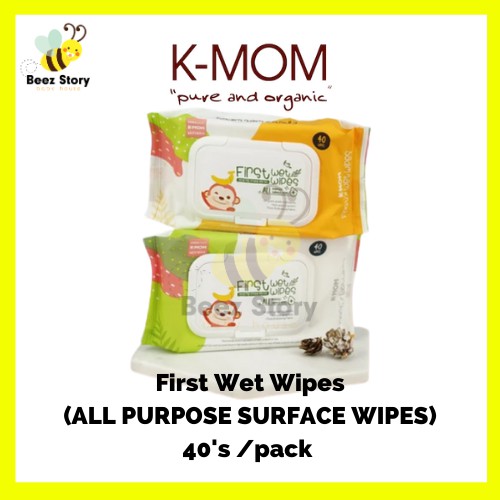 K-Mom Kmom First Wet Wipes All Purposes Surfaces Wipes 40sheets ...