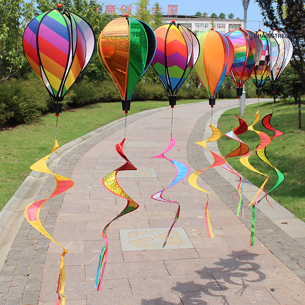 Flower World Outdoor Hanging Rainbow Hot Air Balloon Rotating Colorful ...