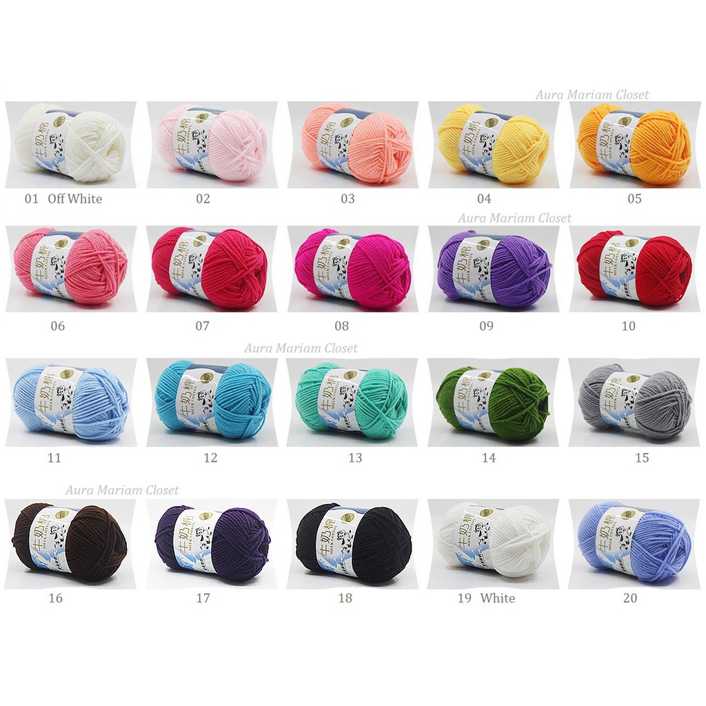 Knitting Yarn > MC5 No. 1 ~ 20 . Benang Milk Cotton 5 ply | Shopee Malaysia