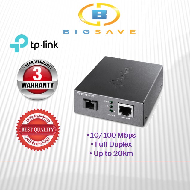 TP-LINK TL-FC111A-20 10/100 Mbps WDM MEDIA CONVERTER (UP TO 20KM ...
