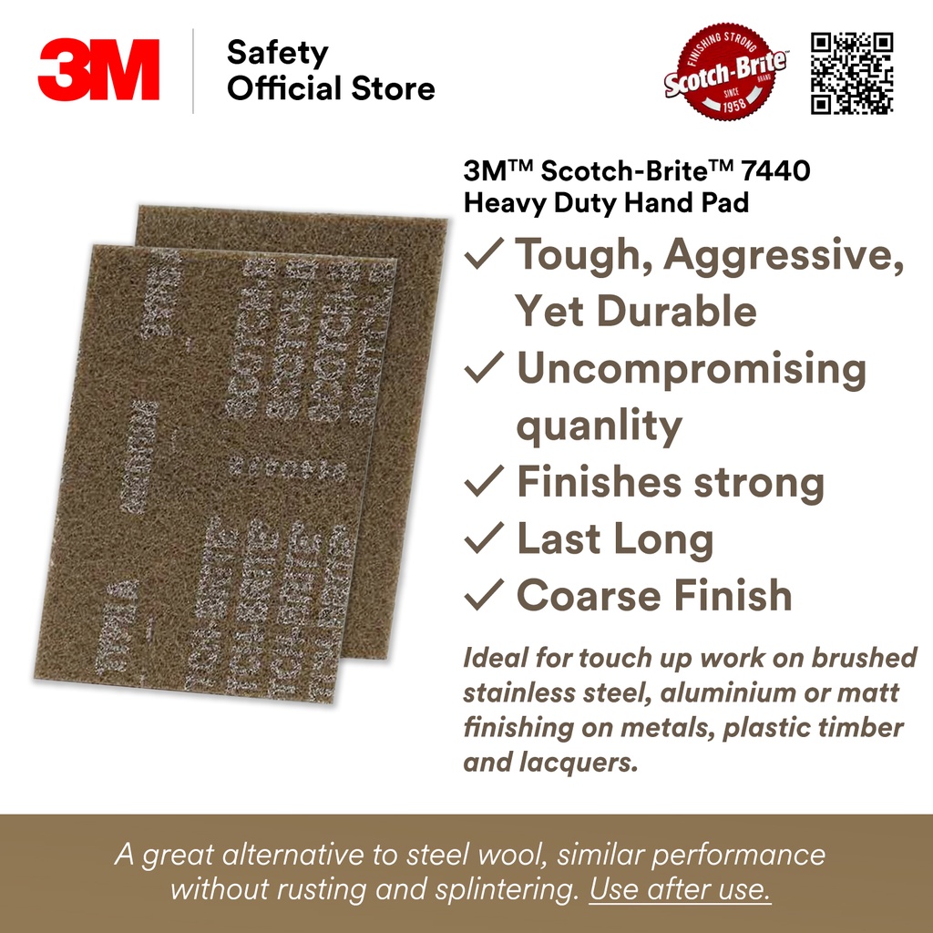 3M™ 7440 Scotch Brite Heavy Duty Hand Pad/ Similar to Steel Wool Grade