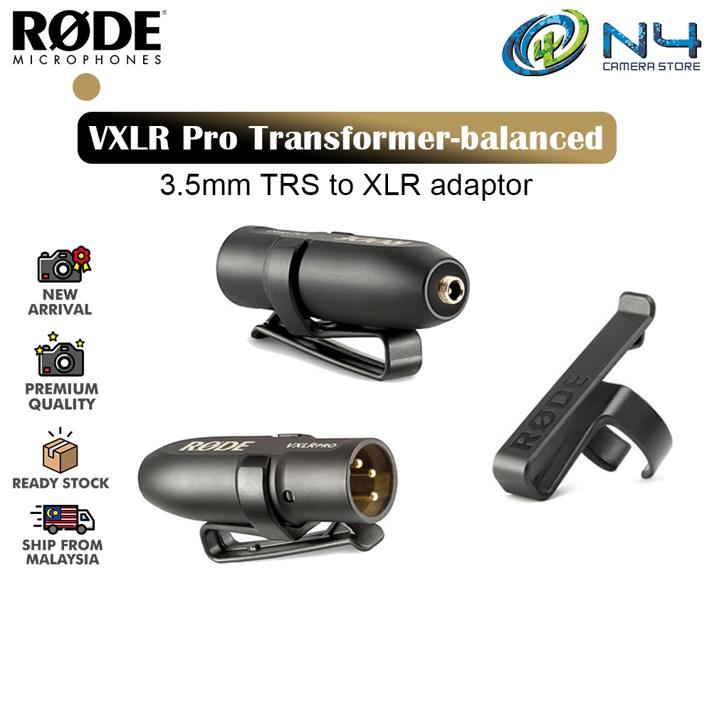 Rode VXLR Pro Transformer-Balanced 3.5mm TRS Female To XLR Male Adapter ...