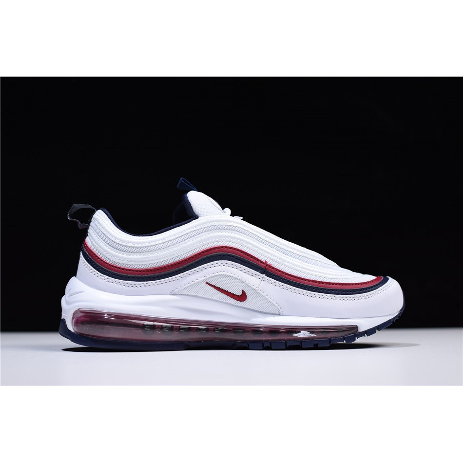 Air Max 97 White Red Crush Blackened Blue 921733 102 Free Shipping