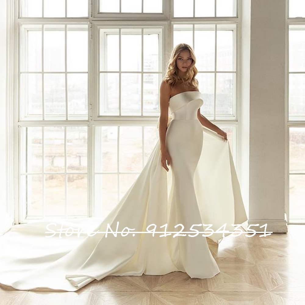 Straight wedding dress top with train