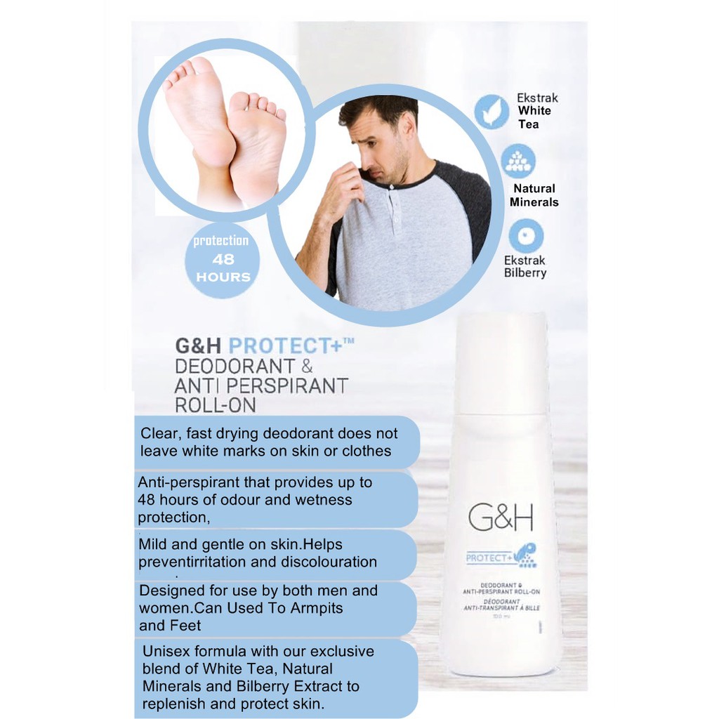 G&H PROTECT+ Deodorant & AntiPerspirant RollOn (100ml) Shopee Malaysia