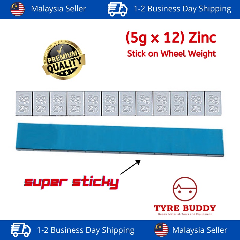 ZINC 5 Gram adhesive stick on wheel weight per strip; Heavy Duty [1