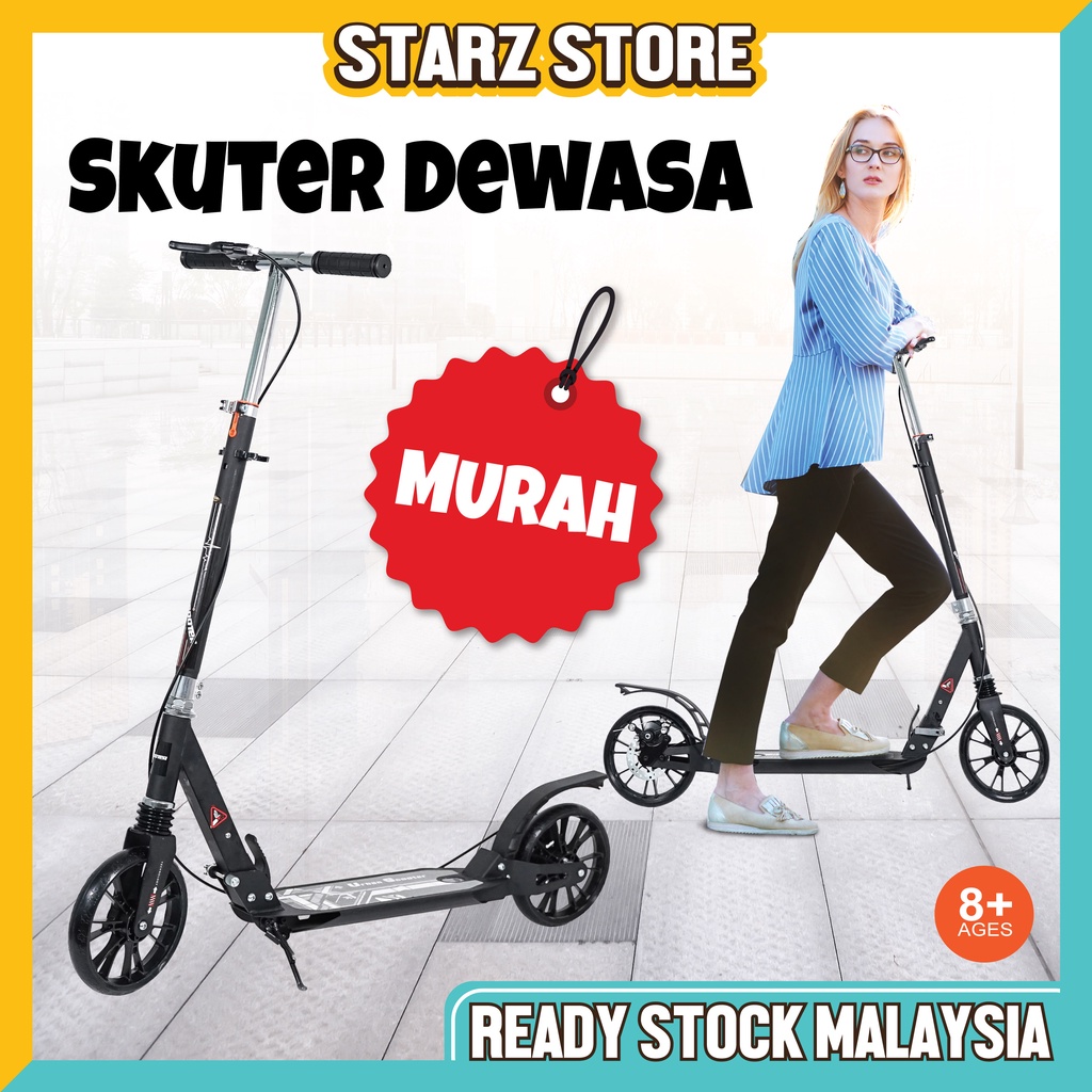 Kick Scooter Foldable And Adjustable Design With 2 Big Wheels And LED Lights