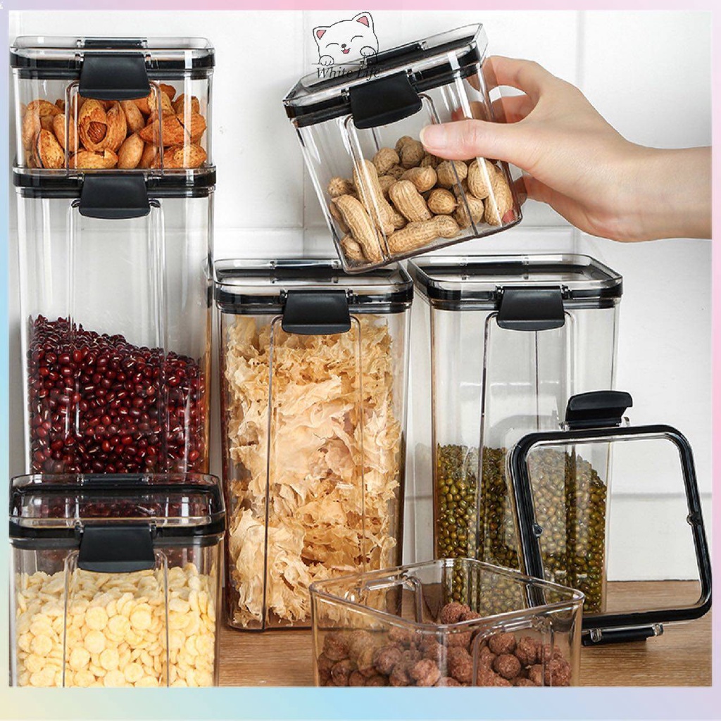 Kitchen Food Storage Plastic Airtight Multigrain Storage 厨房透明密封罐保鲜盒五谷杂粮 ...