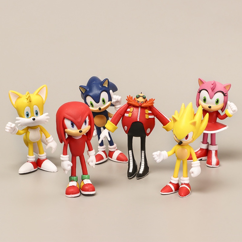 6 Piece/set Super Sonic The Hedgehog Action Figure Cartoon Tails ...