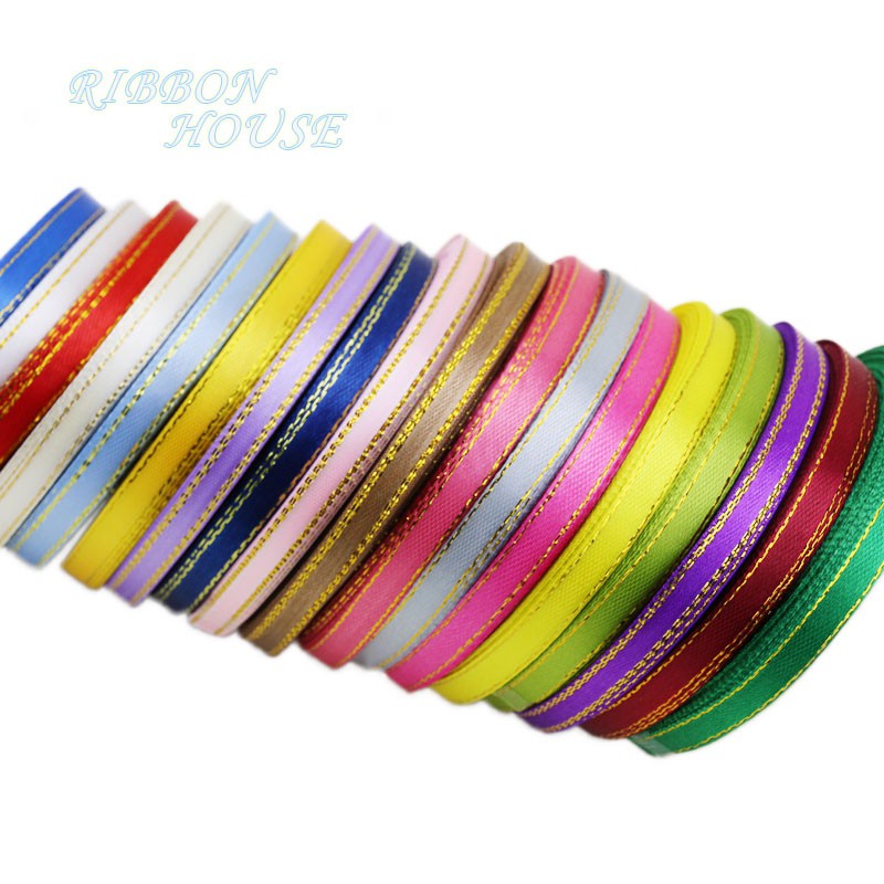 (25 yards volume/) 6mm gold rim ribbon high decoration gift packaging ...