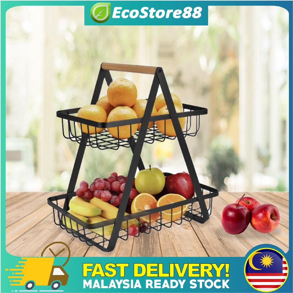 2 Tier Onion Rack Fruit Basket Rak Bawang Bertingkat Vegetable Storage