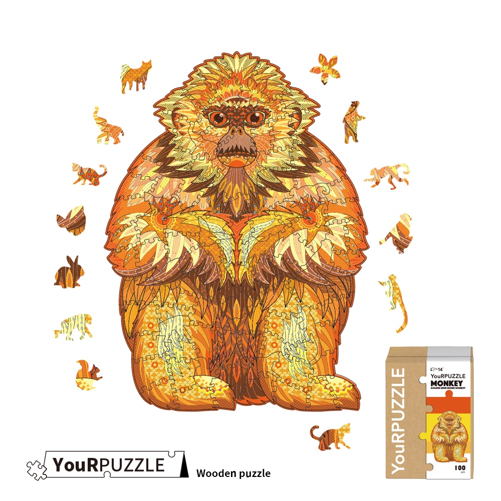 YouRPuzzle Puzzle Golden Monkey Wooden Animal Irregular Exquisite ...