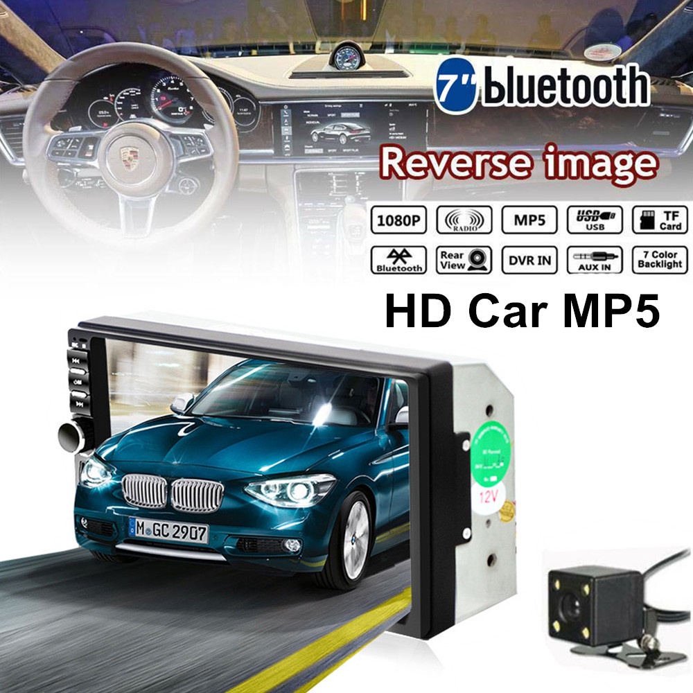 Rimoody Autoradio 2 Din con Wireless Carplay Android Auto Bluetooth Vivavoce 7 Pollici Touchscreen Stereo Auto con Bluetooth Mirror Link FM Radio USB/TF/AUX Controllo del Volante Telecamera Posteriore