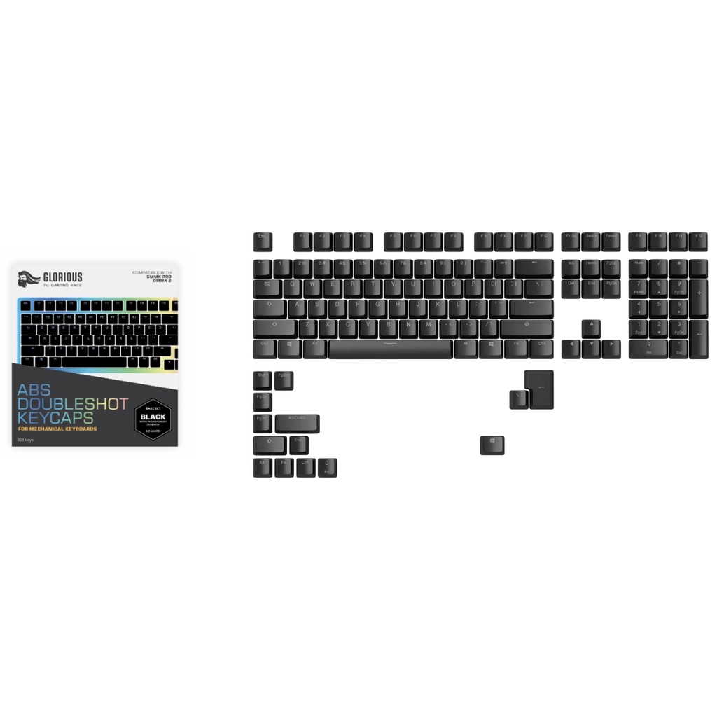 GLORIOUS ABS DOUBLESHOT KEYCAPS V2 US (ANSI) BASE KIT [BLACK/WHITE