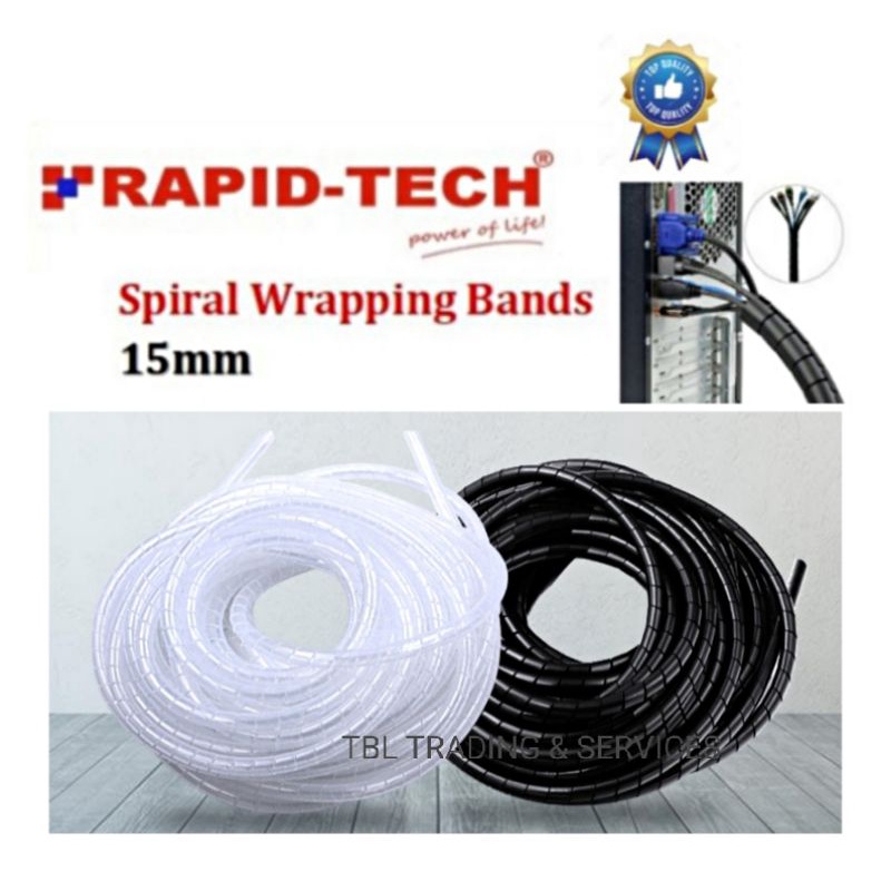 (10 meter) 15mm #SPIRAL WRAPPING BANDS #Cable Tidy Binding Organiser ...