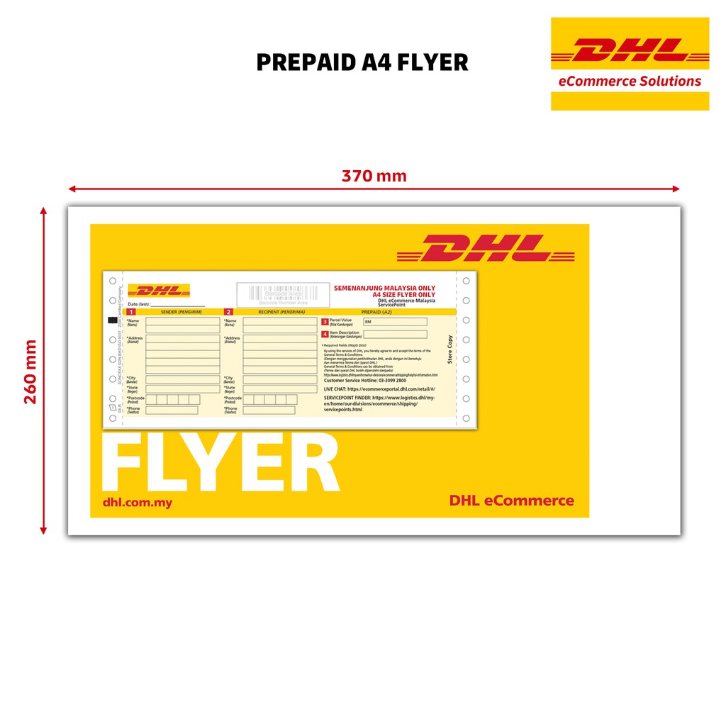 DHL Prepaid A4 Size (10 Pcs/Pack) Shopee Malaysia