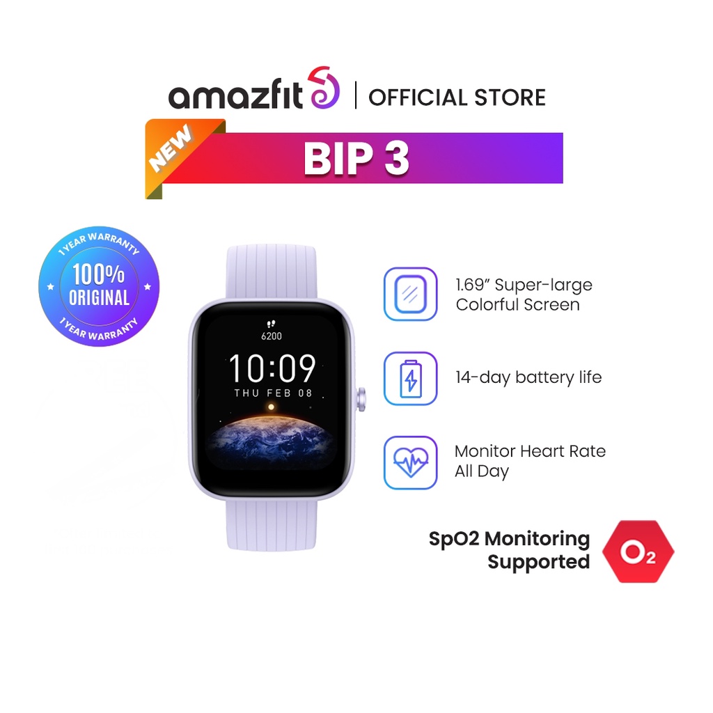 Amazfit Bip 3 Smart Watch For Android iPhone Health Fitness Tracker