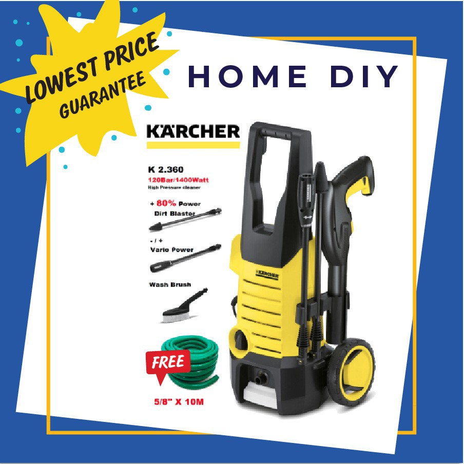 outdoor water *FREE HOSE* KARCHER K2.360 High Pressure Washer 120/water jet Bar one year